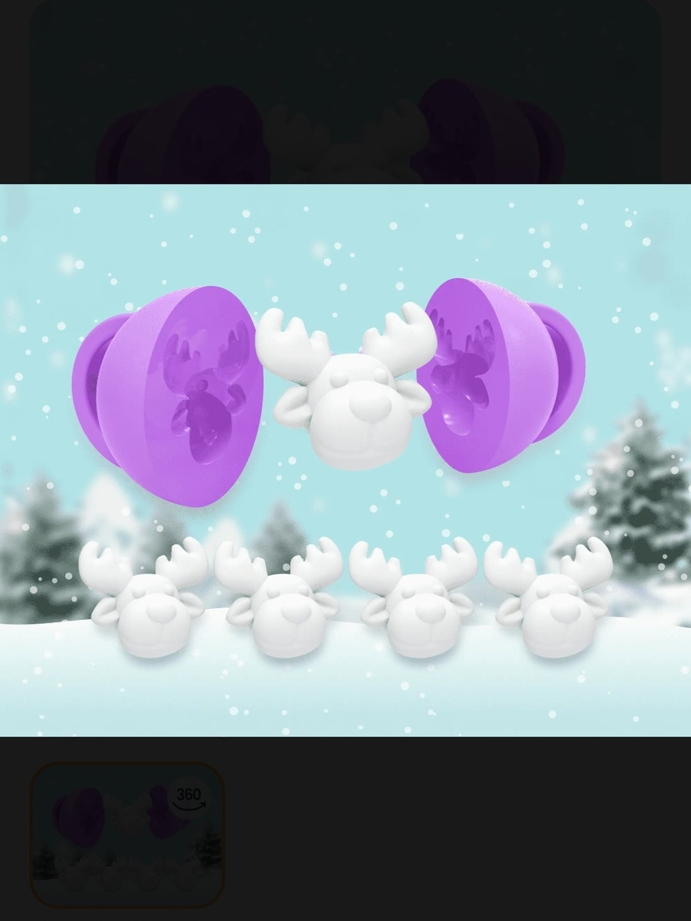 3D Printed Reindeer Snow Molds- Set of 4